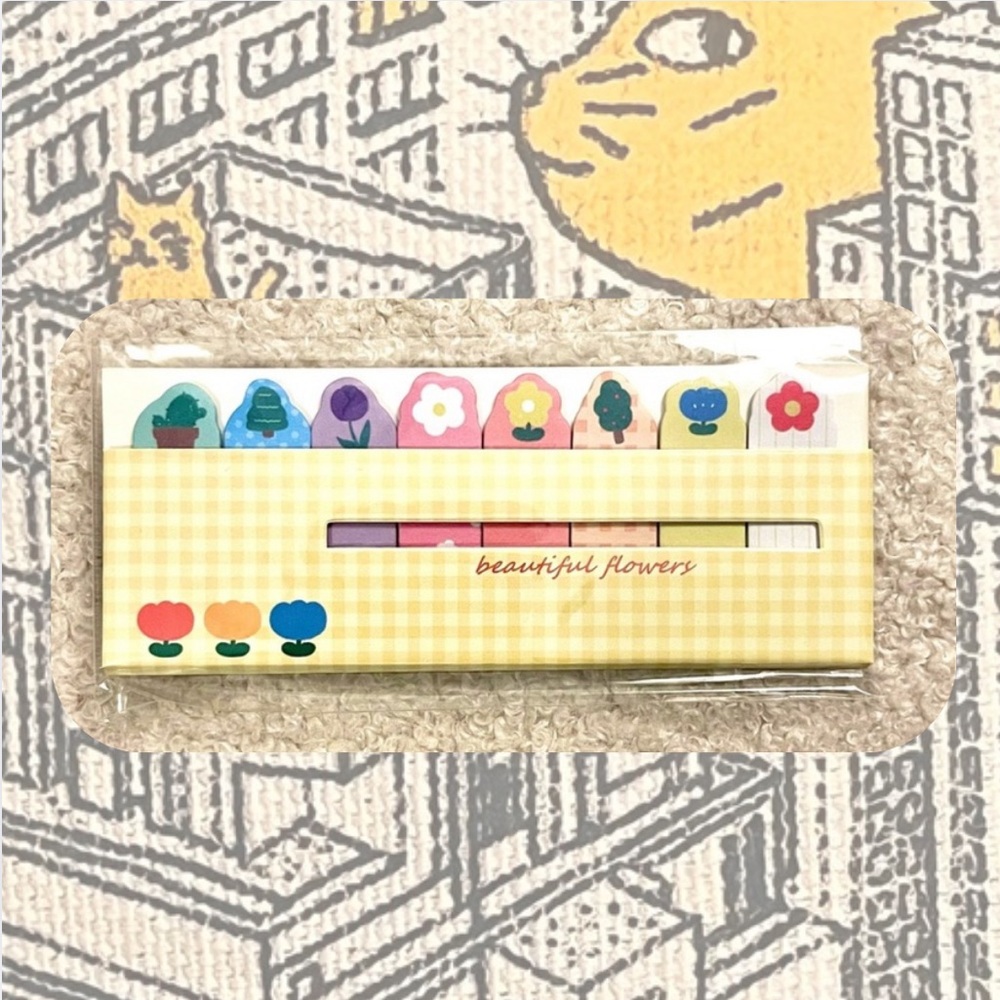 🏷️kawaii green white red blue flower sticky note index tabs bookmarks